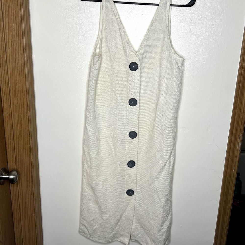 Zara Cream Rustic Boho Button Front Sleeveless Dr… - image 2